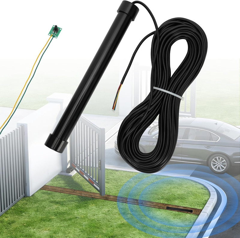 Vehicle Exit Sensor for Automatic Gate Opener with 100 Ft Cable, Compatible with gallery