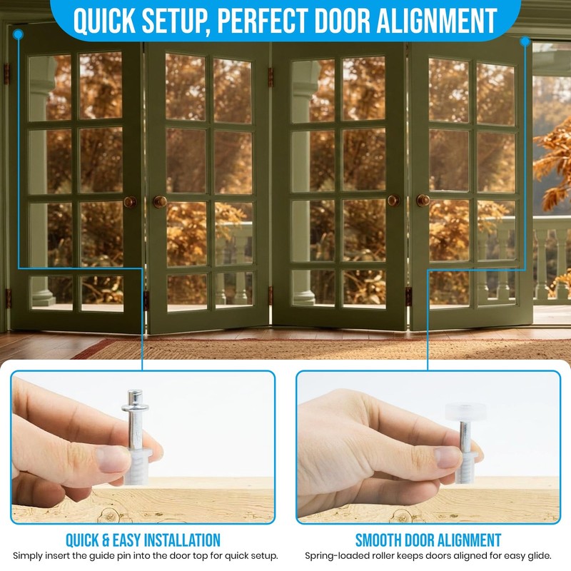 Harrier Hardware Spring-Loaded Bi-Fold Closet Door Top Roller Guide Wheels, 7... gallery