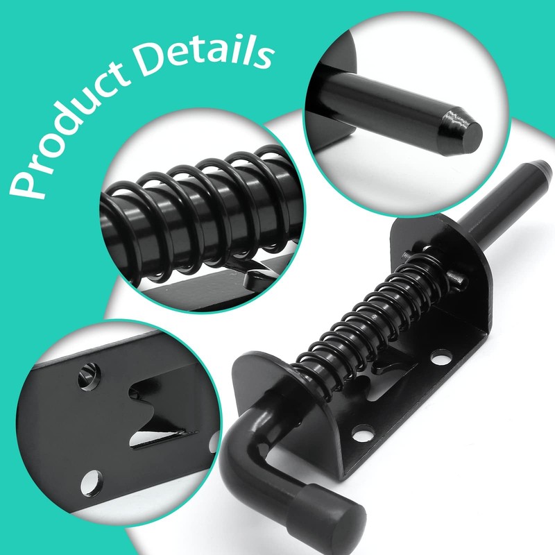 2pcs 5 Inch Spring Loaded Gate Latch Pin, Heavy Duty Barrel Bolt Spring Latch gallery
