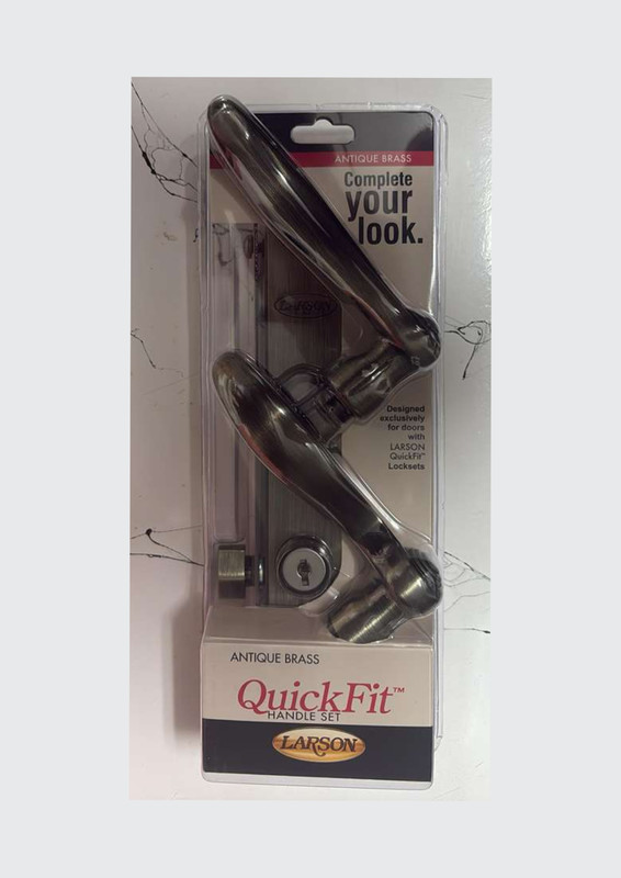 Larson Quickfit Keyed Handleset Front Door Handle, Antique Brass | 20297820 gallery