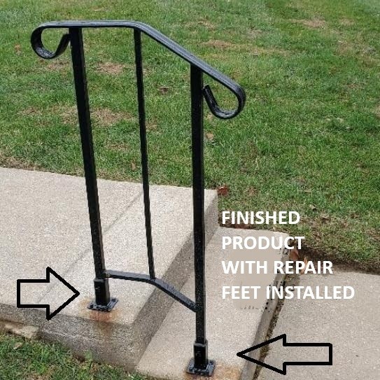 Stair Railing 4" Repair Base Broken 1" loose POSTS slips IN tube NO welding Blk gallery