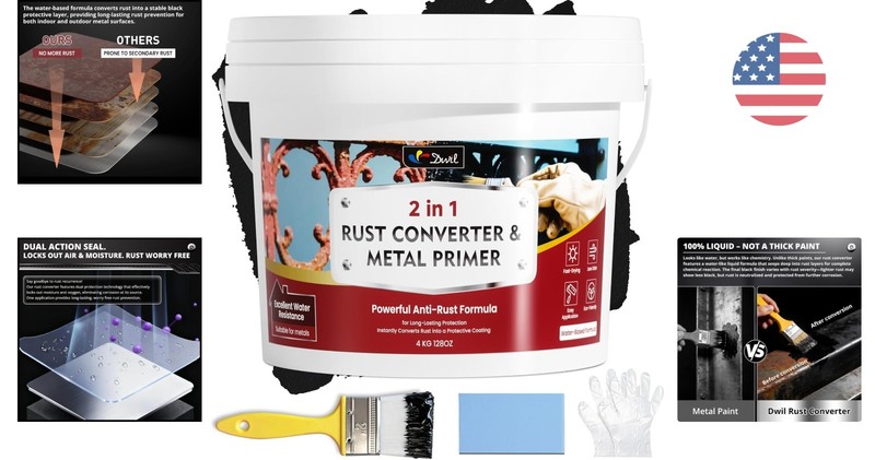 Rust Prevention Paint for Metal Surfaces - Easy Application, 1 Gal Black gallery