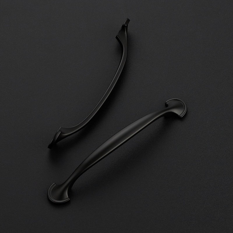 30 Pack Solid 5 Inch Rounded Foot Arch Black Curved Cabinet Pulls and Drawer ... gallery