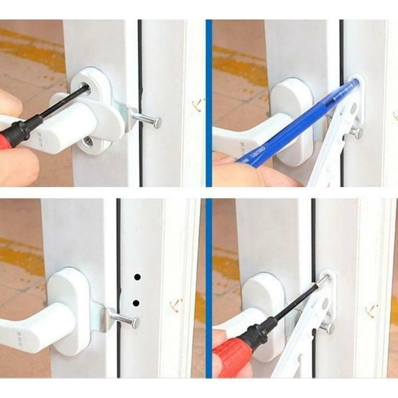 White Adjustable Window Latch Bracket 6.3 x 4.2 x 1.7 cm Windproof Holder gallery