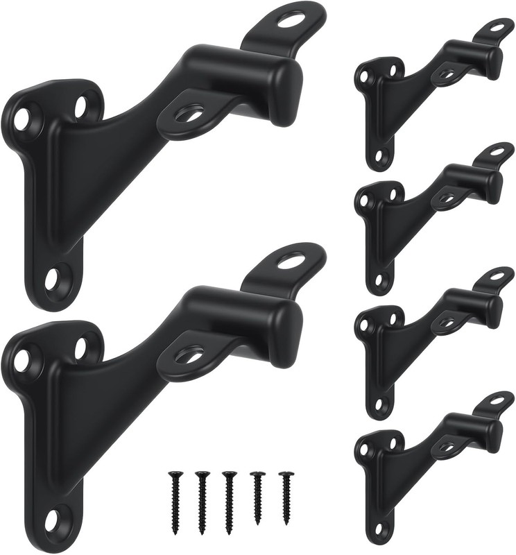 Durable 3" Handrail Stair Brackets, 330 lbs Support, 6-Pack with Screws Included gallery