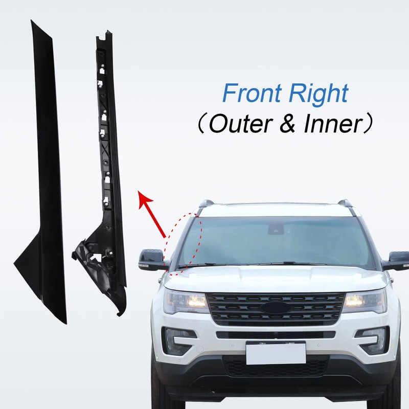 APillar Windshield Molding Front Right Trim Outer & Inner Replacement for For... gallery