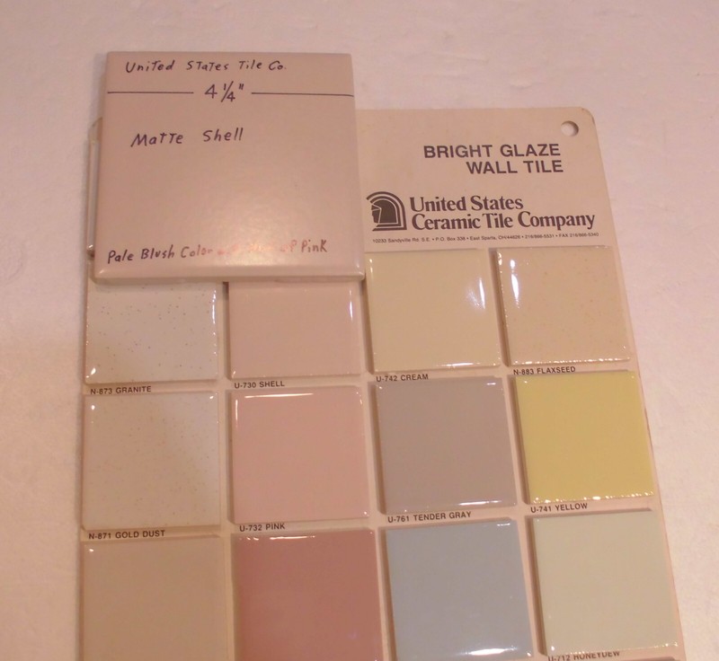 1 pc. Matte Shell: Ceramic Tile by United States Co. light tan +hint of Pink gallery