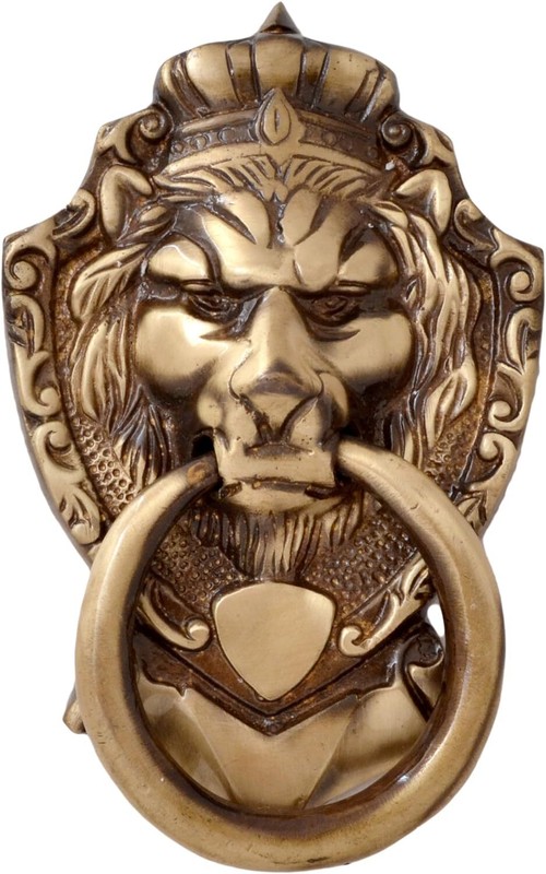 Two Moustaches Victorian Style Brass Door Knocker, Antique Brown