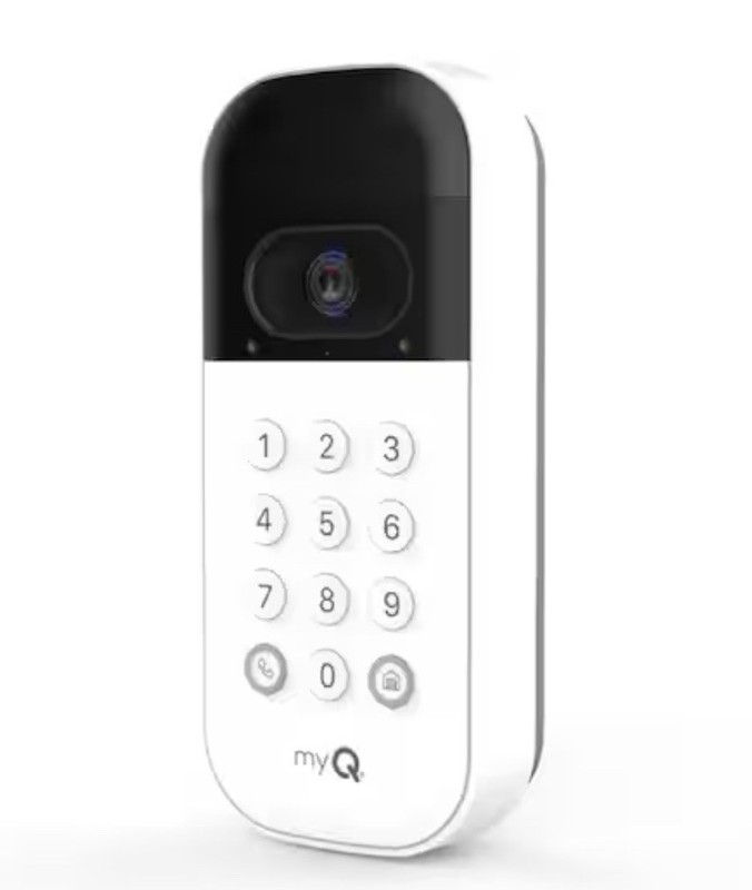 Myq Smart Video Garage Door Keypad with Wired Power Adapter Kit and Swivel Mount