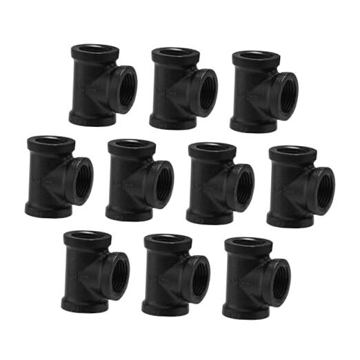 1/2″ Black Threaded Tee Pack DN15 Junctions of metal for pipes 1/2 Inch 10
