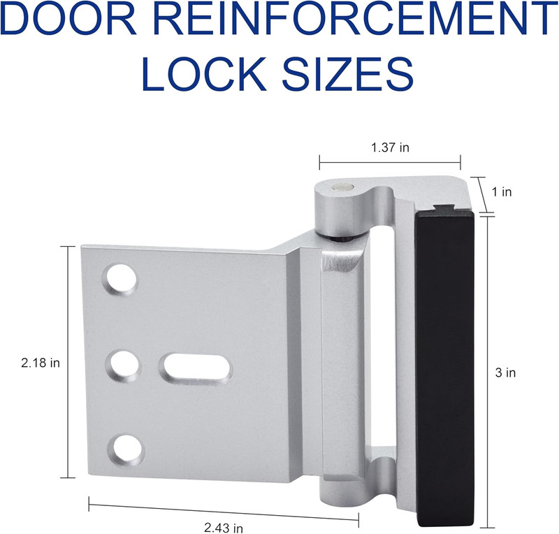 Door Reinforcement Lock 2 Pack Home Security Latch 800lb Strength Front Door gallery