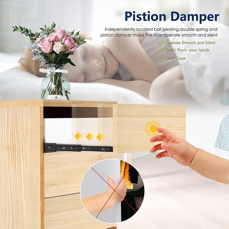 Soft Close Full Extension Drawer Slides, Ball Bearing Side Mount 10" to 20 inch gallery