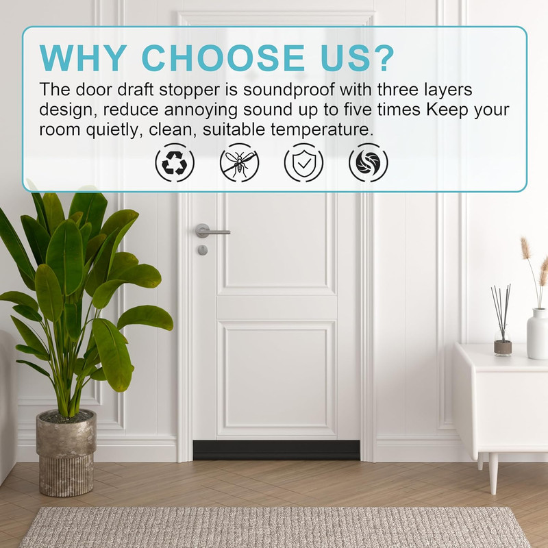 Adjustable 37" Door Draft Stopper - Easy Cutable Blocker for Energy Savings gallery
