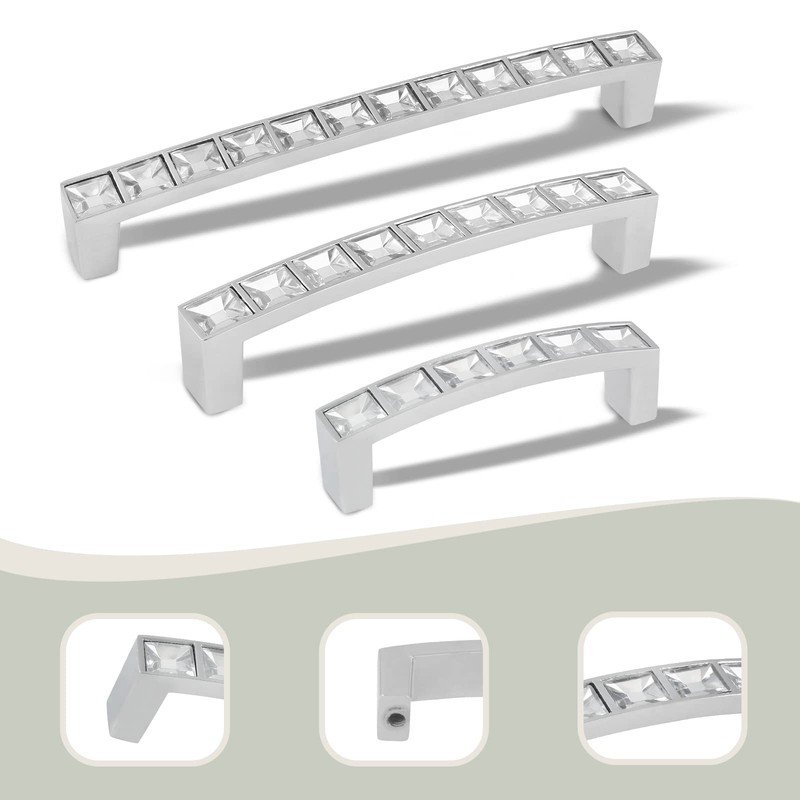 Crystal Drawer Pulls, Rhinestone Handles, Silver Zinc Alloy Cabinet Handles f... gallery