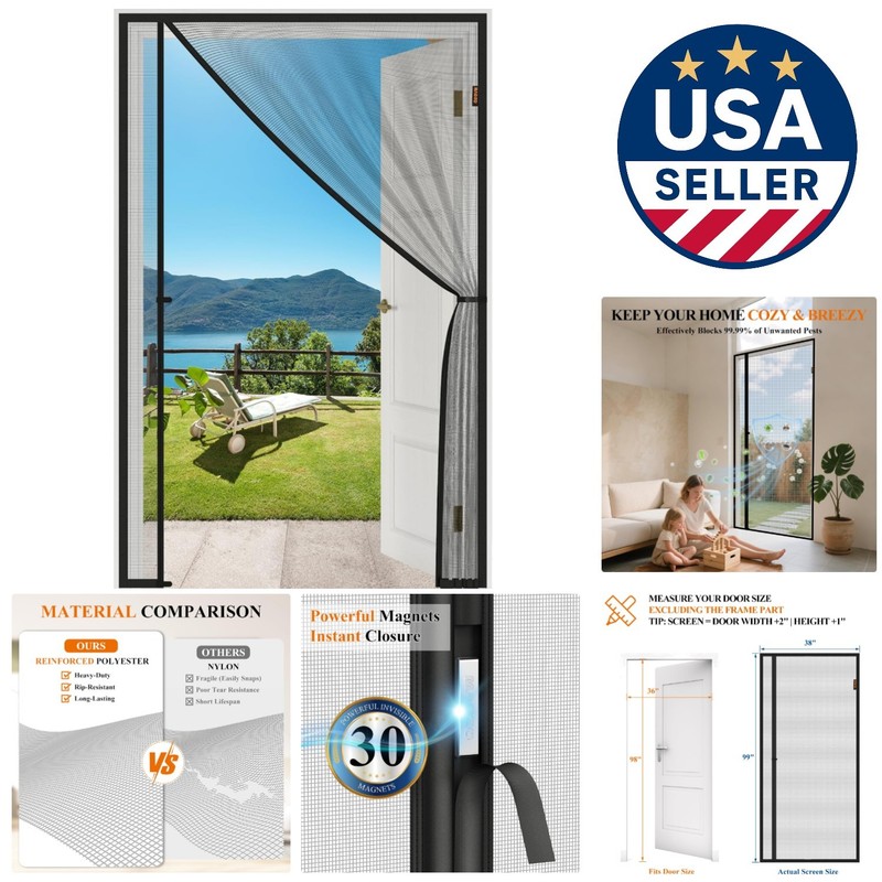 Versatile Magnetic Screen Door for 36” x 98” – Keeps Bugs Out & Fresh Air In