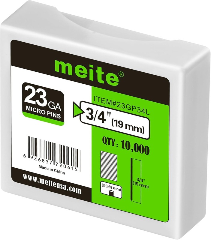meite 23 Gauge Pin Nails 3/4-Inch Micro Headless Piner Nails Galvanized 10,000