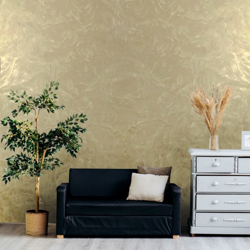 Contemporary Shimmer Yellow Gold Metallic Faux Silk Fabric Textured Wallpaper gallery