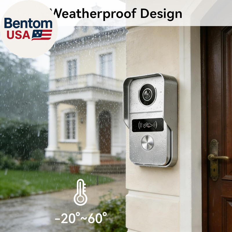 2 Wired Video Intercom System, 7 Inches Video Doorbell Camera with Monitor, Wire gallery