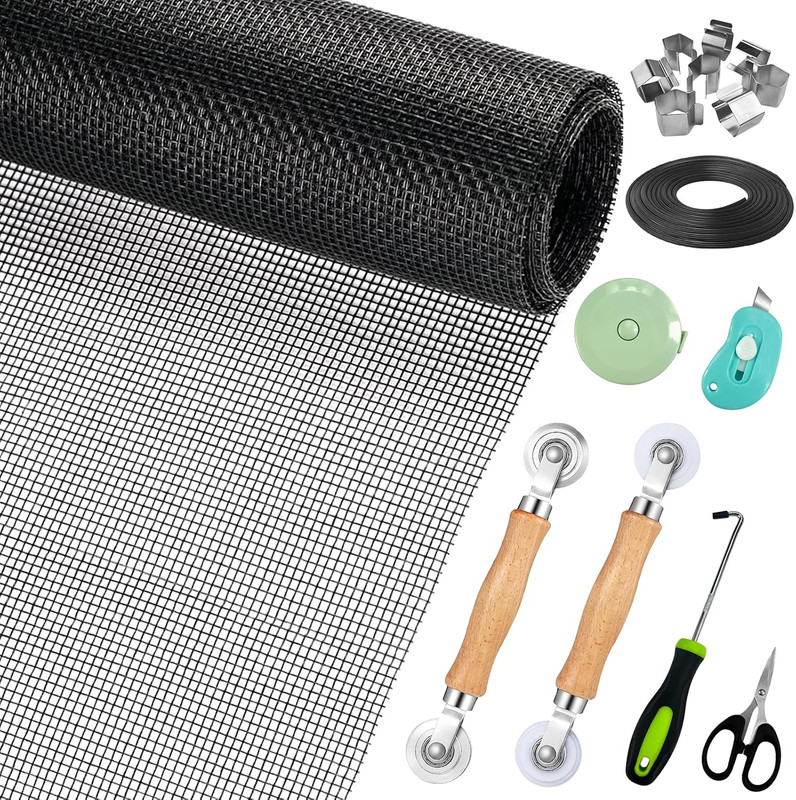 Window Screen Replacement,Screen Door Repair Kit, 59″X158″ Black Window Screen
