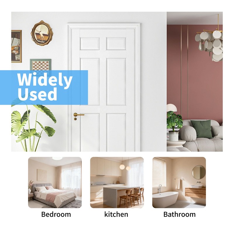 24''x80''6-Panel Solid Core Prehung Interior Door -Pantry/French No Hardware Kit gallery