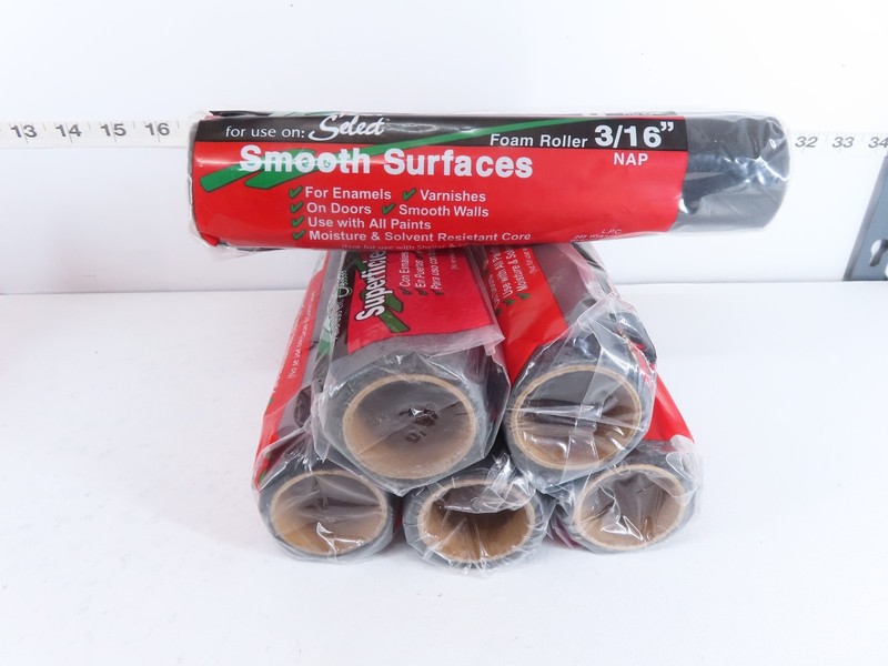 6 PC – LINZER FOAM 9″ PAINT ROLLER COVER SMOOTH SURFACES STAIN COATS #RC227
