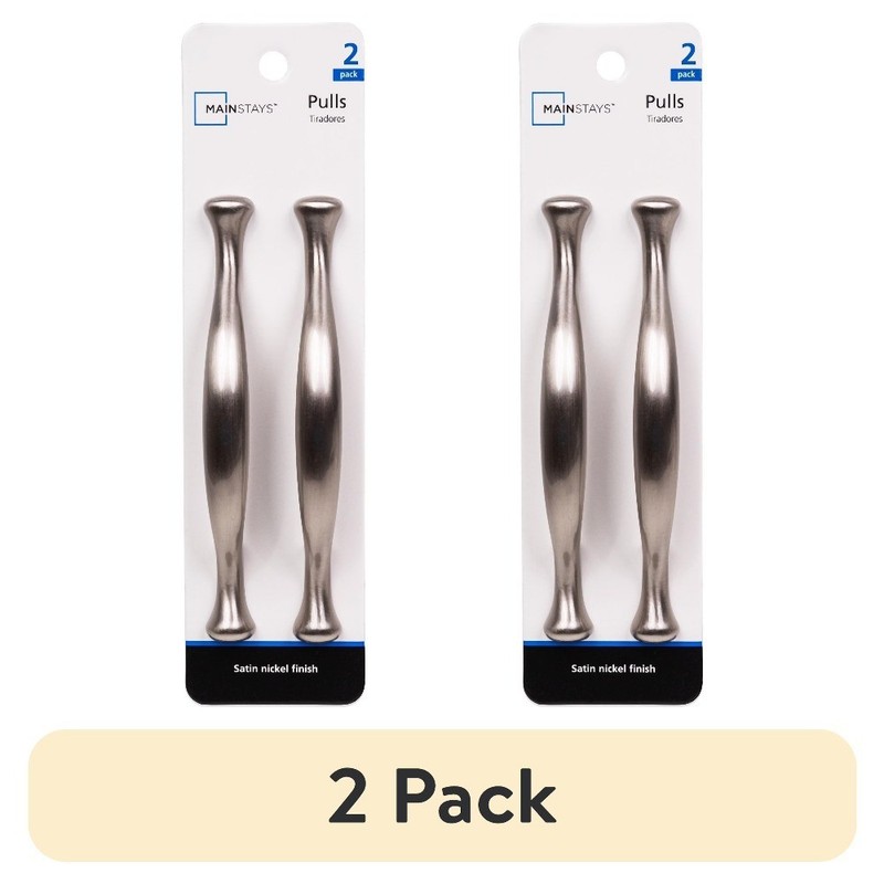 (2 pack) 3″ (76mm) Center-to-Center Footed Cabinet Pull, Satin Nickel, 2 Pack