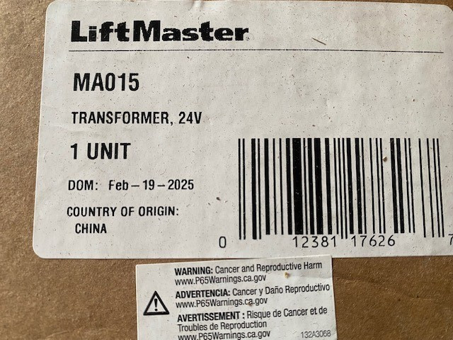 Liftmaster MA015 Replacement Transformer for MAS, MA, MAT Barrier Gate Openers