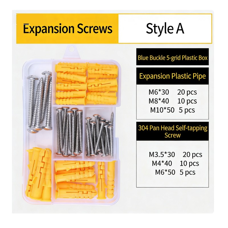 Yellow Universal Wall Plug Plastic Expansion Anchors with Screws M6 M8 M10
