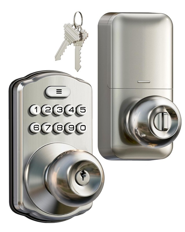 Keypad Door Knob Lock, Keyless Entry Digital Lock with Handle, Electronic Kno…