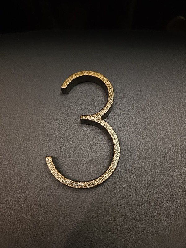 SLIMLINE Aged Finish Floating or Flush House Address Number 3