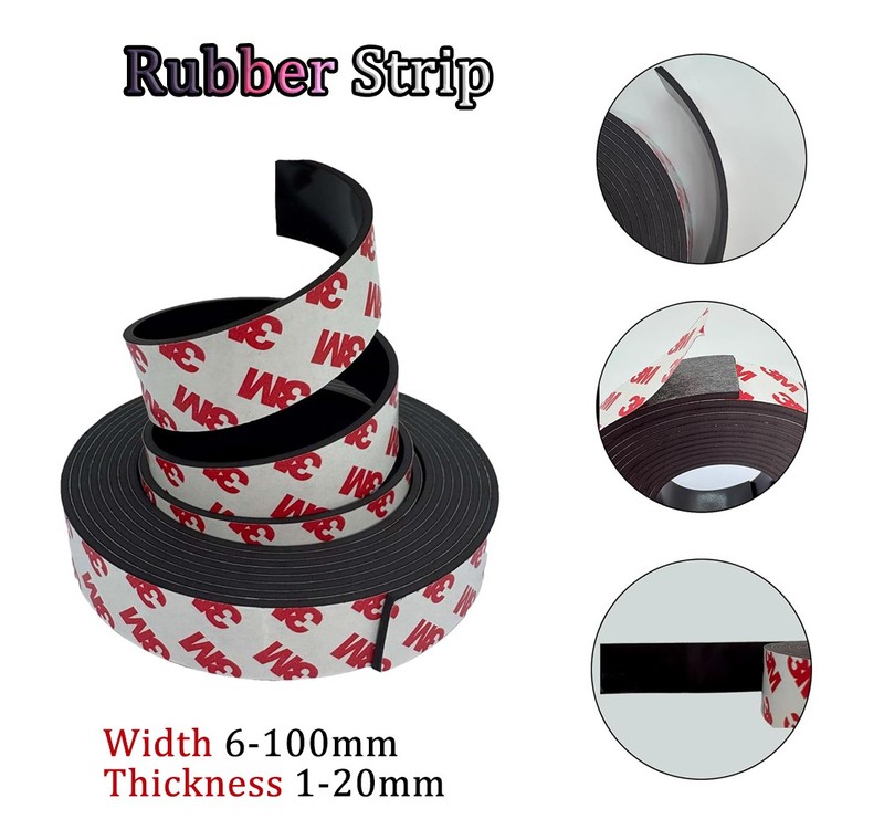 6mm-100mm Self Adhesive Rubber Strip Roll Tape Sticky Backed Solid Seal Gasket