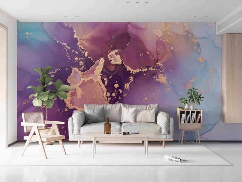 3D Texture Lines Purple Marble Wallpaper Wall Murals Removable Wallpaper 2