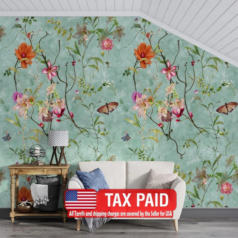 Floral Butterfly Art Print Signature Non-Woven (Not Self-Adhesive) Extra Thick
