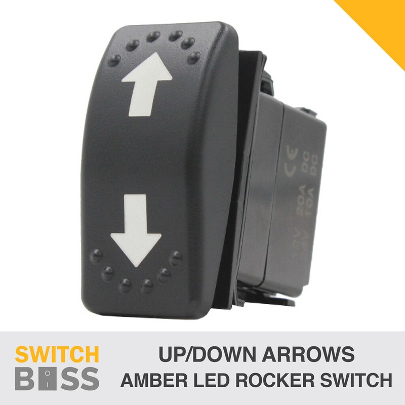 AMBER LED CUSTOM LASER ETCHED Rocker Switch 44 Styles Caravan Marine Automotive