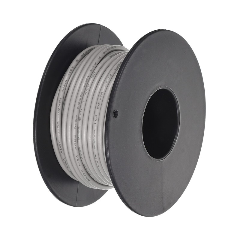 18AWG Stranded Wire PVC Hookup 10M/33ft Grey, Electrical Wire UL1007 Spool