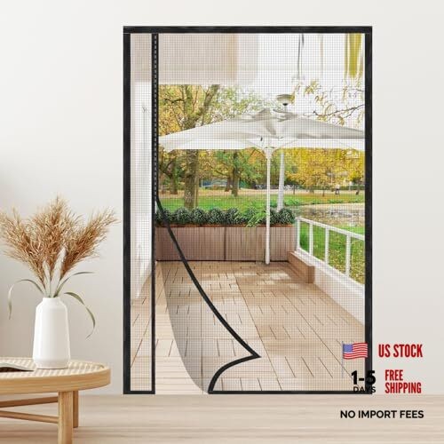 Magnetic Screen Door,Reversible Left or Right Fit Door Size 72" x 80" Black