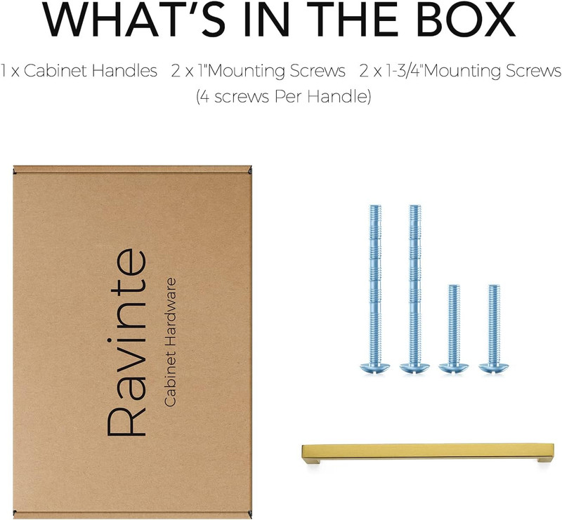 Ravinte 1 Pack 8 Inch Square Kitchen Cabinet Handles Cabinet Pulls Brushed Brass gallery