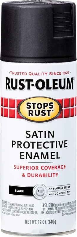 Rust-Oleum 7777830 Stops Rust Spray Paint, 12 Ounce (Pack of 1), Satin Black