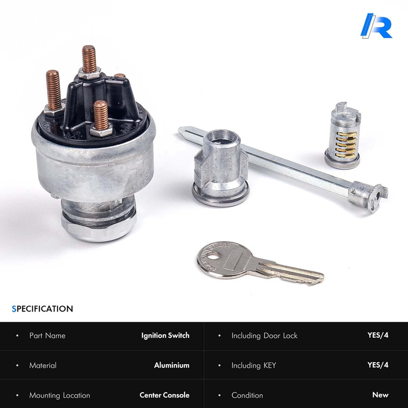 Ignition Switch Assembly Kit with 4 Door Lock Cylinder & 4 Key Compatible with P gallery