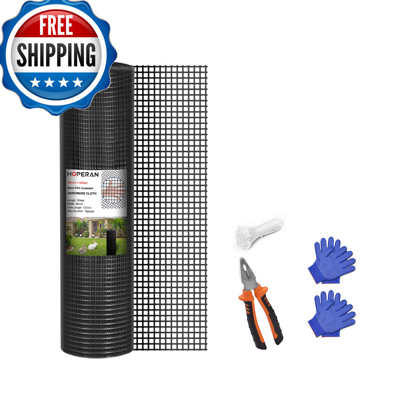 Hoperan Hardware Cloth 1/2 Inch 36 X 50 Ft Mesh 18 Ga Black Pvc Coated Chicken