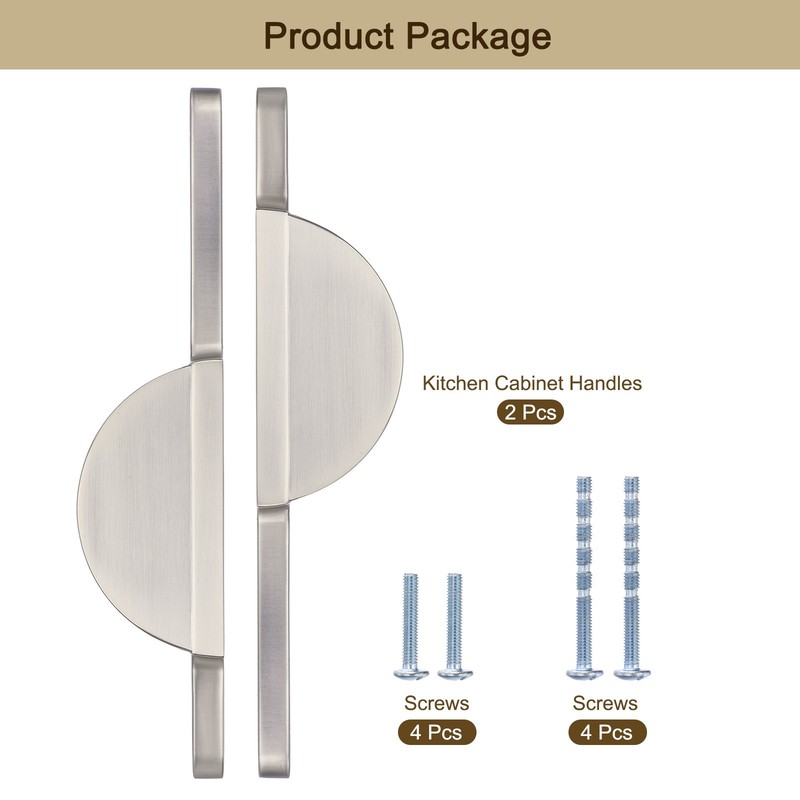 2 Pack Brushed Silver Cabinet Pulls Semicircle Cabinet Handles 2-1/2 Inch (64mm) gallery