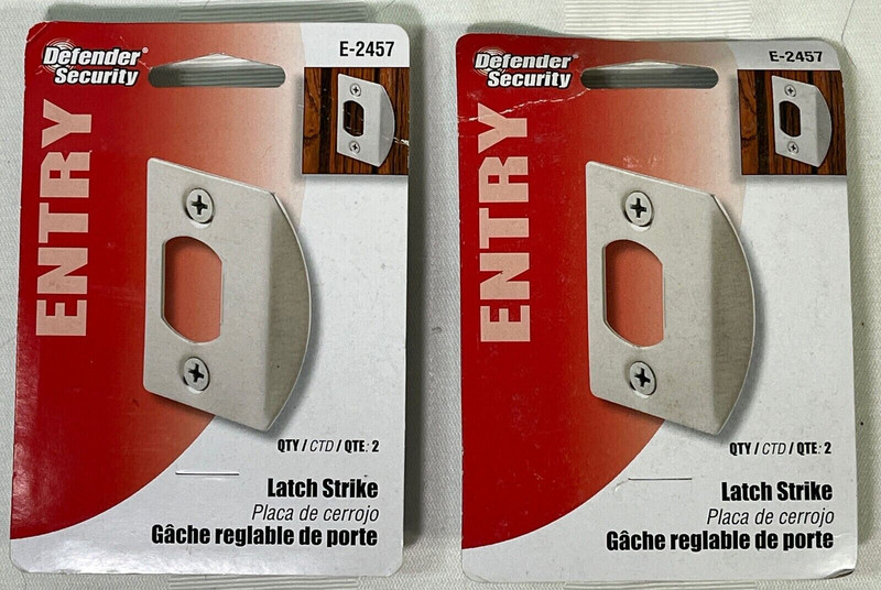 Defender Security Entry Latch Strike E-2457 Nickel Finish 2 Pack’s