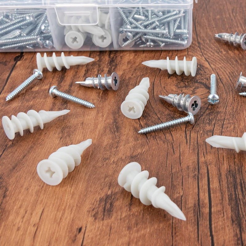 200PC Drywall Anchors Assortment Kit: Heavy Duty & Self-Drilling for Versatility gallery