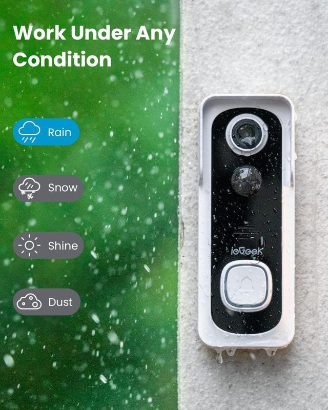 Doorbell Camera Wireless No Subscription, 2K 3MP HD View, 2-Way Talk, with Chime gallery