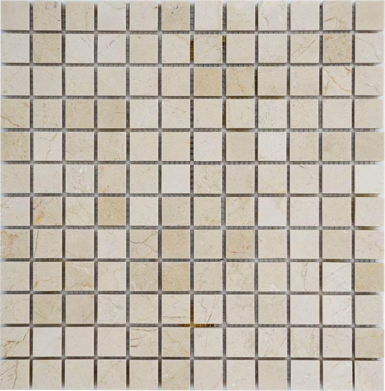 Simple Tile – Marble Mosaic Tile Kitchen Backsplash, 1″X1″ Square – Crema Marfil