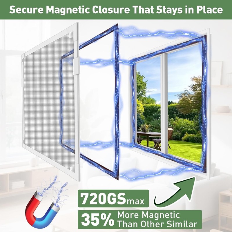 Window Screen Adjustable Magnetic Window Screen Replacement Max 43" x 71", DI... gallery