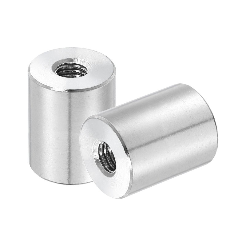 2Pcs 304 Stainless Steel M8x1.25mm Round Coupling Nuts, 0.79×0.98″(ODxH)