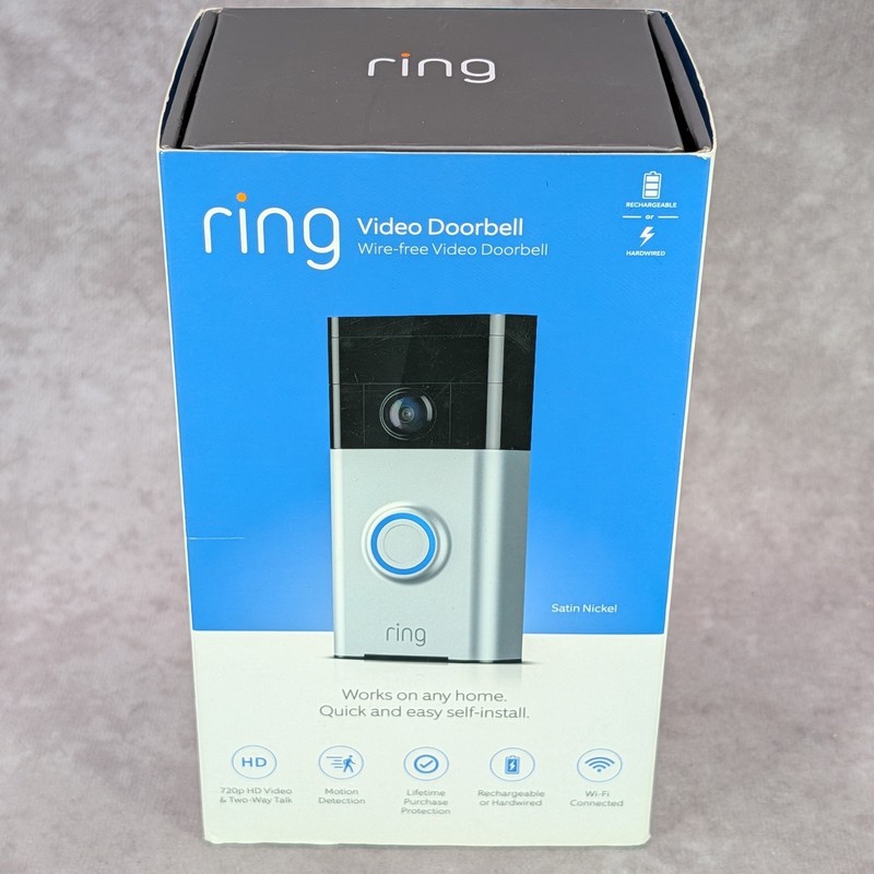 Ring Video Doorbell 1st Gen 720p HD Wi-Fi Security Camera Satin Nickel Open Box