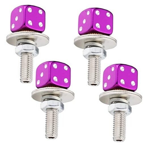 License Plate Screws Dice Car Plate Fasteners Bolts Motorcycle Tag Bolts Purple