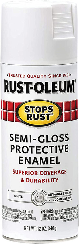 Rust-Oleum 7797830 Stops Rust Spray Paint, 12 Oz, Semi-Gloss White